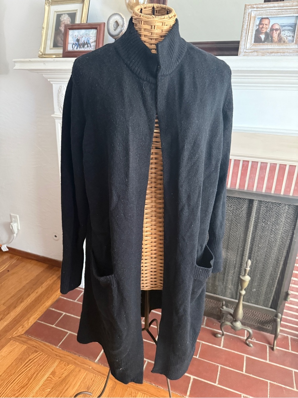 Athleta long black wool cashmere blend cardigan XL